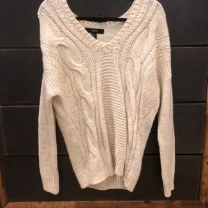 Cream V Neck Sweater, Size L